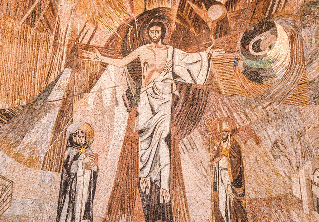 Mosaico del Cristo Risorto - Basilica Concattedrale di San Costanzo Vescovo e San Tommaso di Aquino - dettaglio